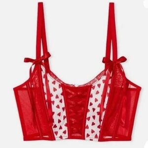 Victoria’s Secret Dream Angels laced up hearts print Corset top